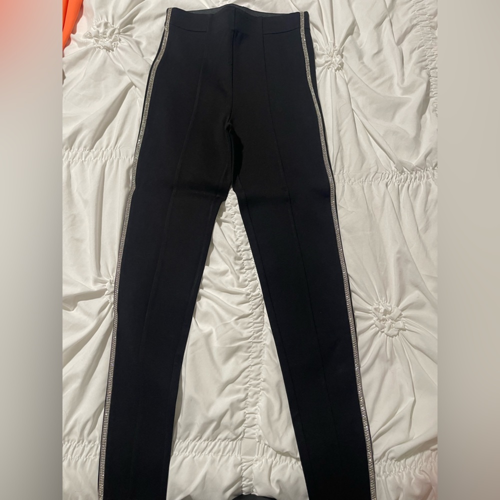 Zara Black Leggings with Silver Trim